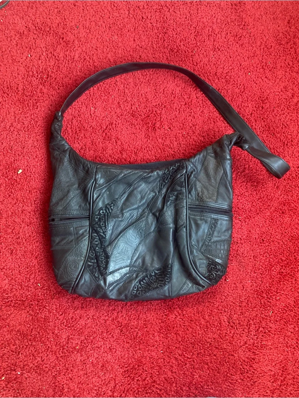 Women's Black Faux Leather Shoulder Bag